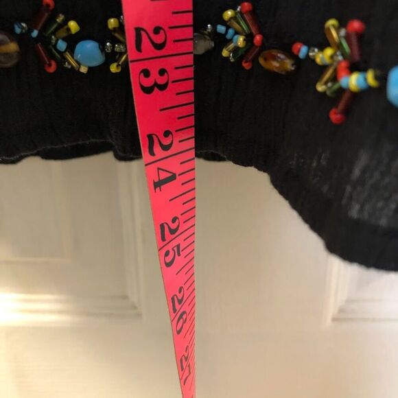 Vintage Y2K NWT Willi Smith Womens Black Beaded Top Tie Back XL Bell Sleeves - Picture 8 of 10